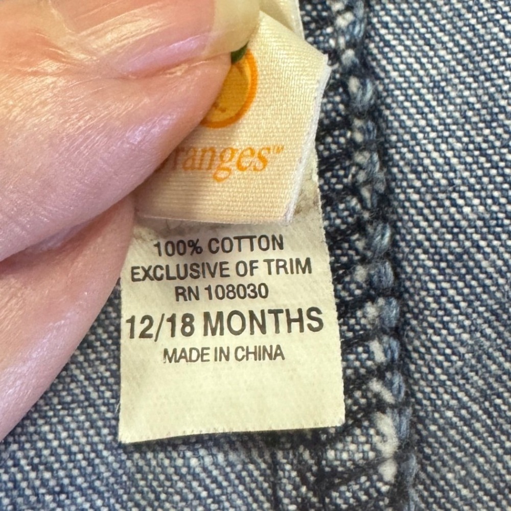 Apples & Oranges Luckenbach Texas Denim Short Kids 12-18 Months Blue Overalls - Picture 10 of 10
